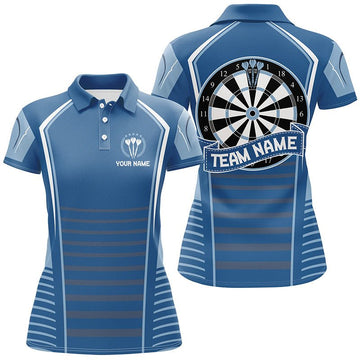 Blue Women's Polo Shirt with Darts - Personalized Dart Shirt for Ladies - Dart Jerseys K739