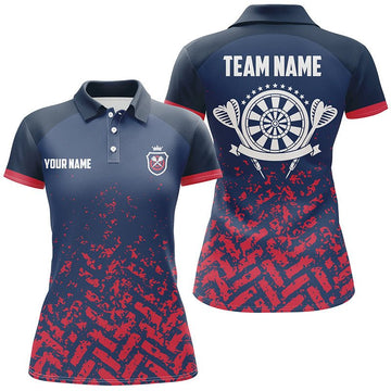 Blue and Red Dart Polo Shirt for Women - Personalized Dart Team Shirts - Dart Jersey h6662