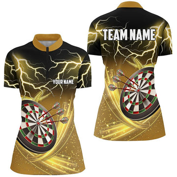 Women's Dart Quarter-Zip Shirt with Lightning and Thunder, Personalized Dart Jersey | Yellow R511