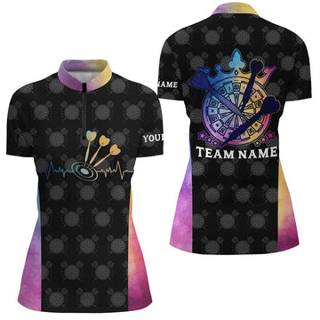Darts Heartbeat Tie Dye 1/4 Zip Shirt for Women - Dart Jersey LDT0805 P363