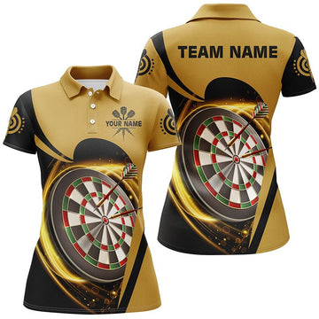Yellow and Black Lightweight Women's Darts Polo Shirt - Personalized Dart Jersey for Ladies T282