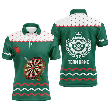 Green Christmas Polo Shirt for Darts - Men's Darts Shirt - Darts Jersey P87