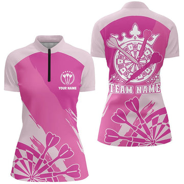 Pink Dart 1/4 Zip Shirt - Cool Dart Shirt for Women - Dart Jersey y6174