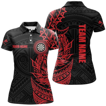 Red Tribal Women's Darts Polo Shirt - Personalized Dart Shirt for Ladies - Dart Jerseys Y704