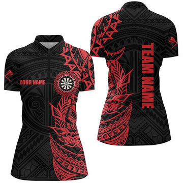 Red Tribal Darts Quarter-Zip Shirt - Women's Dart Shirt - Dart Jerseys Y704