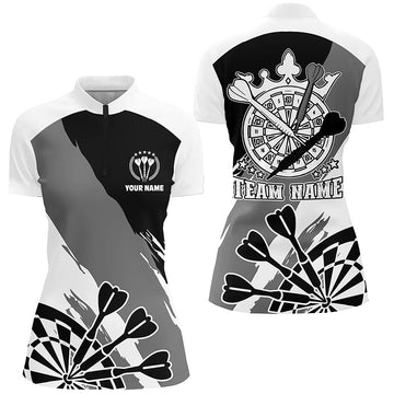 Black and White Dart 1/4 Zip Shirt for Women - Personalized Jersey S194