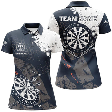 Women's Retro Darts Polo Shirt with Custom Navy-White Pattern - Dart Team Jerseys for Women W767