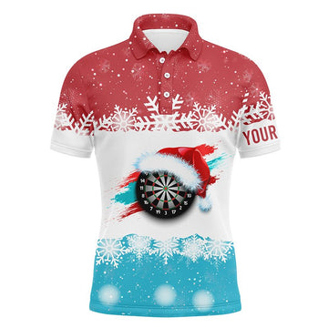 Men's Christmas Dart Polo Shirt in Red and Blue with Santa Darts Design - Perfect for Dart Enthusiasts - A294